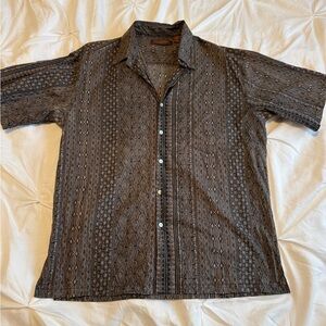 Tori Richard Brown Patterned Short-Sleeve Button-Down Shirt